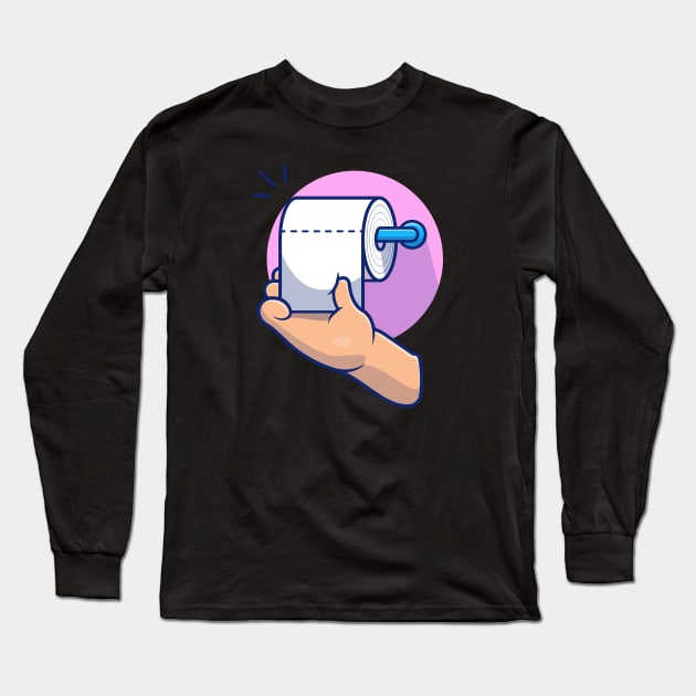 Hand pulling toilet paper roll cartoon Long Sleeve T-Shirt by Catalyst Labs